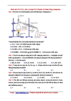 Đề thi thử THPT Quốc gia môn Hóa học lần 1 năm 2017 - Trường THPT chuyên Lê Thánh Tông (Có đáp án)